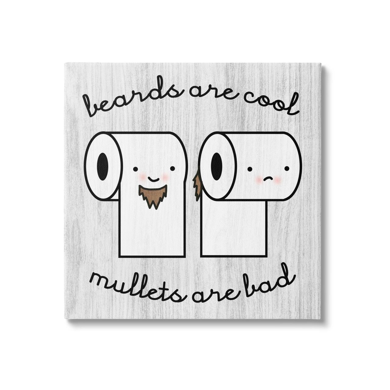 Stupell Industries Beards Vs. Mullets Toilet Paper Bathroom Humor Expression Canvas Wall Art